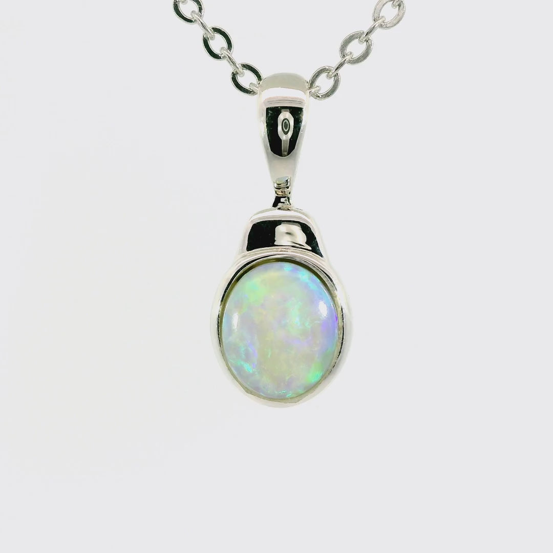 Dark Opal Pendant In 925 Sterling Silver - Green-Blue