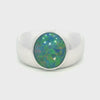 Doublet Opal Ring set in 14K White Gold - Multicolour