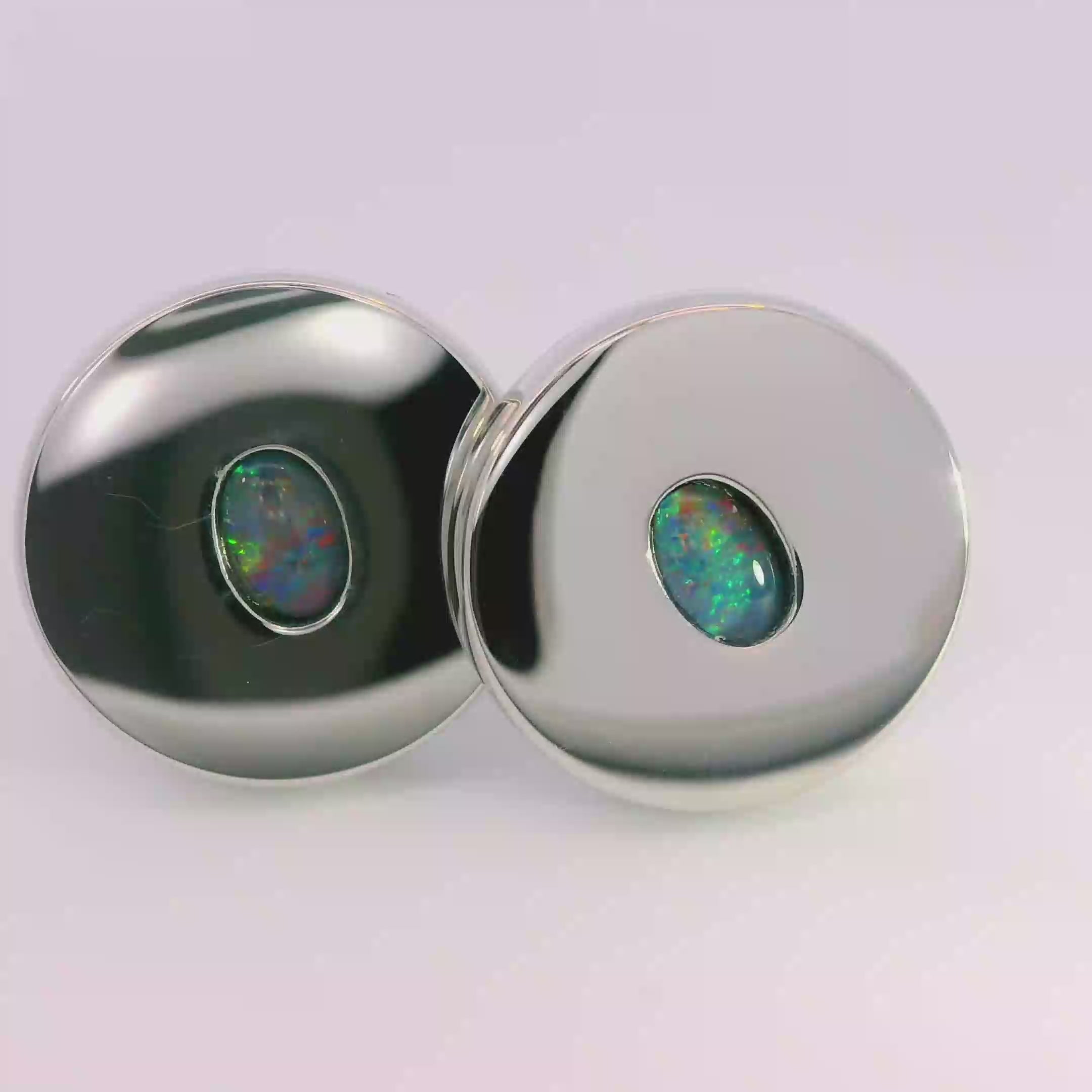 Triplet Opal Cufflinks in Sterling Silver- Multicolour