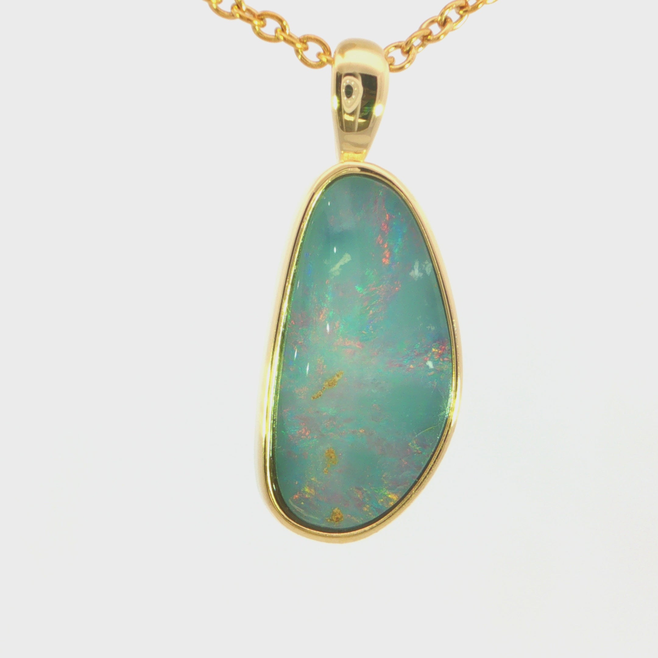 Australian Doublet Opal set in Gold Plated Sterling Silver - Multicolour