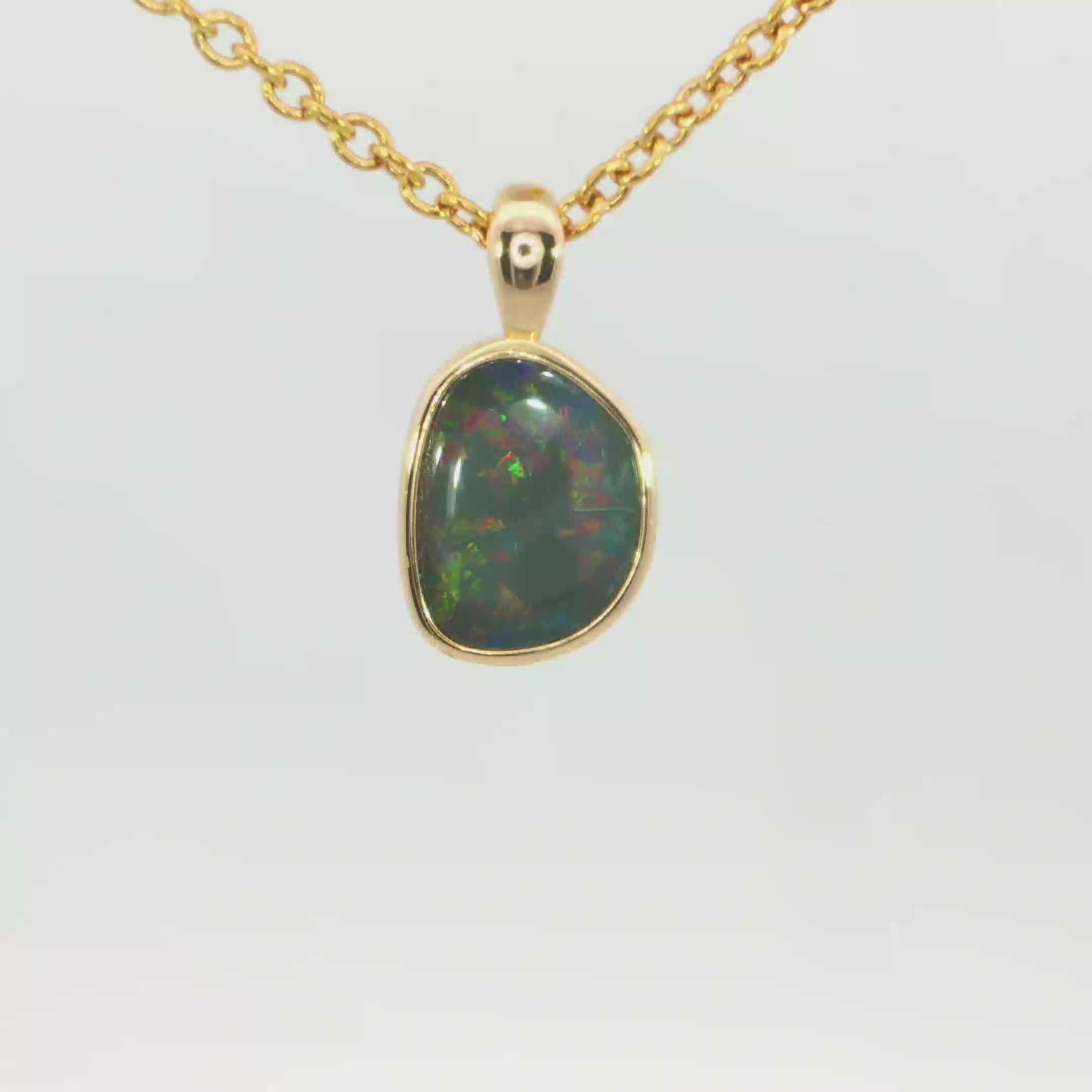 Australian Doublet Opal Pendant in Gold Plated Sterling Silver - Multicolour