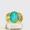 Doublet Opal Men's Ring in 14K Yellow Gold - Multicolour