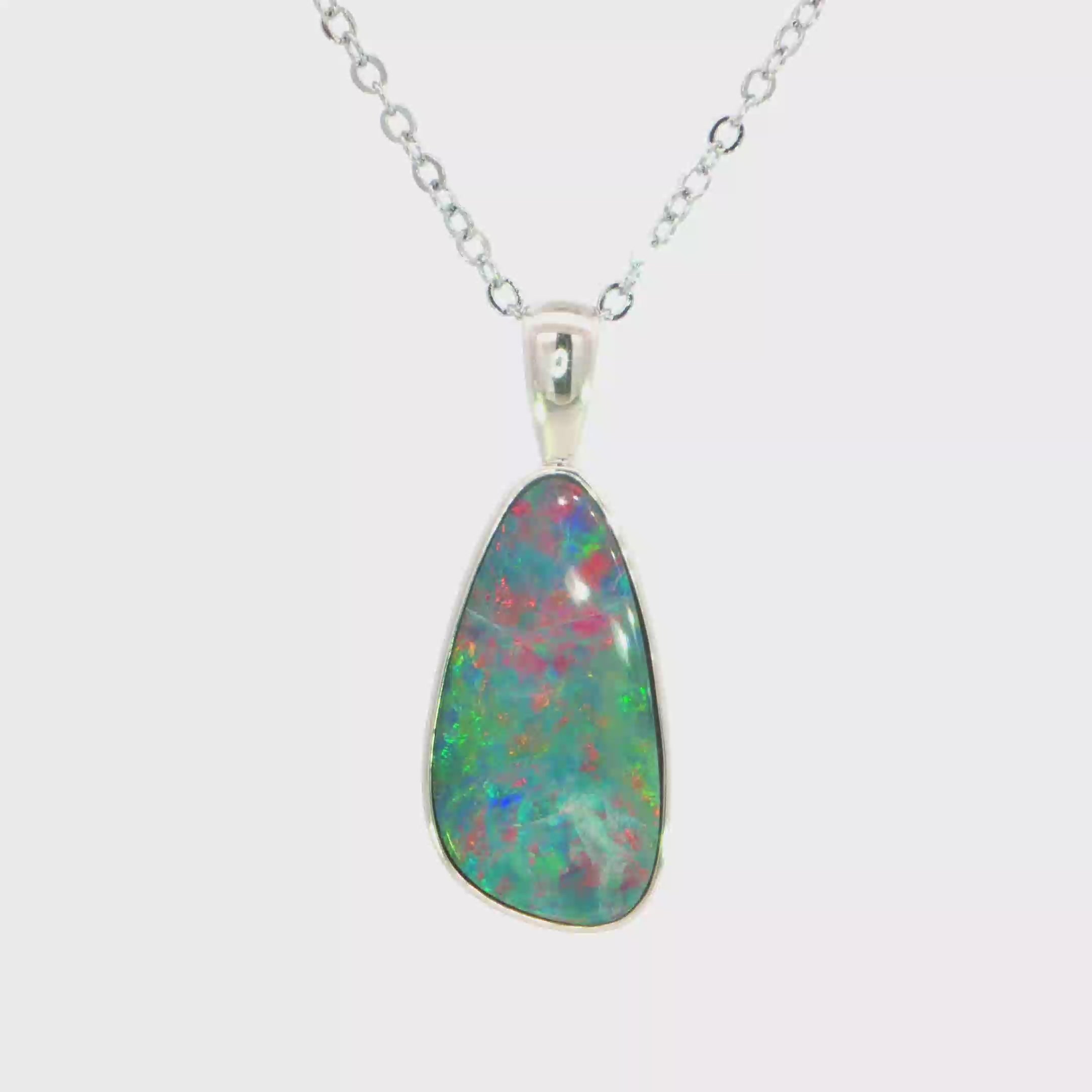 Australian Doublet Opal Pendant set in 925 Sterling Silver - Multicolour