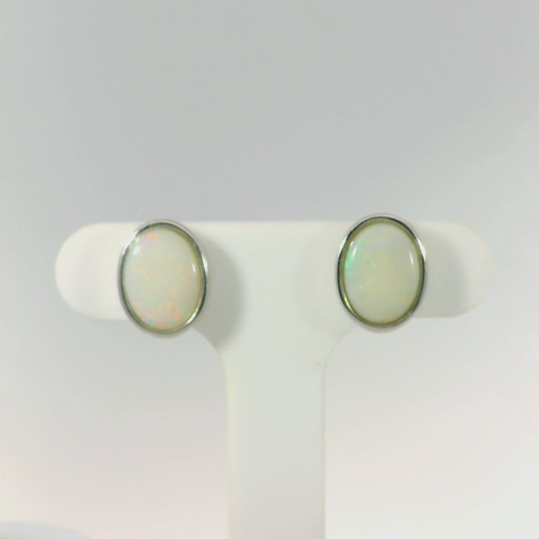 Light Opal Earrings in 925 Sterling Silver - Multicolour