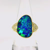 Doublet Opal Men's Ring in 14K Yellow Gold - Green-Blue