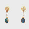Yellow Gold Dangle Earrings with Cabochon Opal Gemstones
