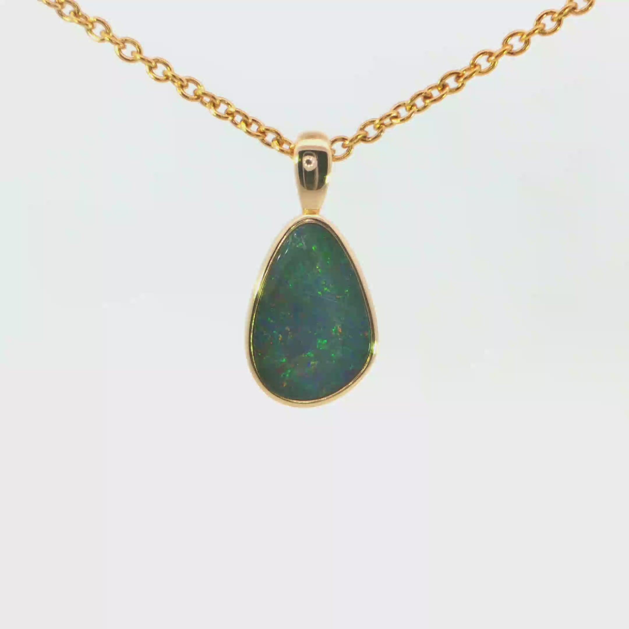 Australian Doublet Opal Pendant in Gold Plated Sterling Silver - Multicolour