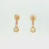 Australian Light Opal Earrings in 14K Yellow Gold with Pink Sapphire - Multicolour