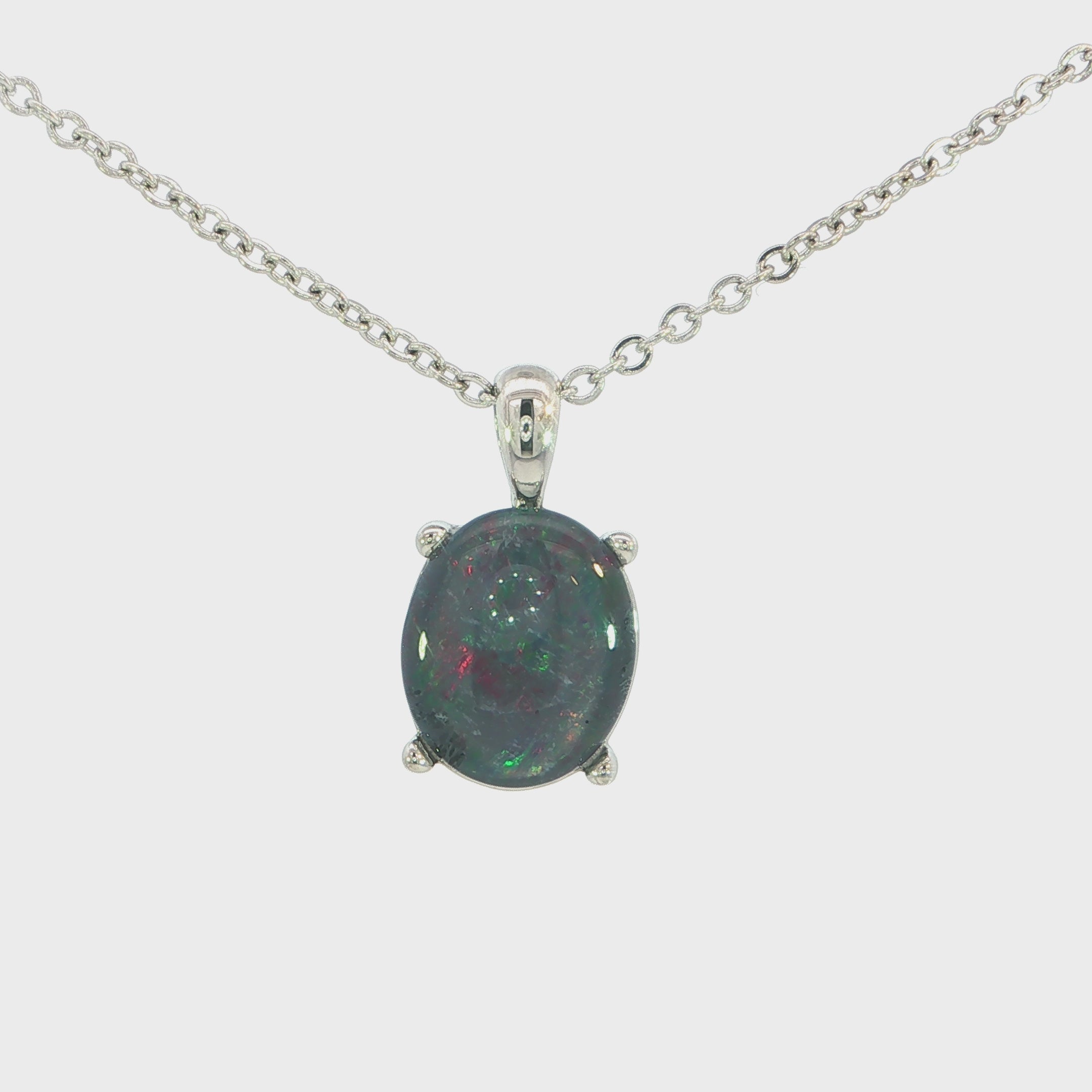 Triplet Opal Pendant set in Stainless Steel - Multicolour