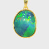 Australian Doublet Opal Pendant set in Gold Plated Sterling Silver - Multicolour