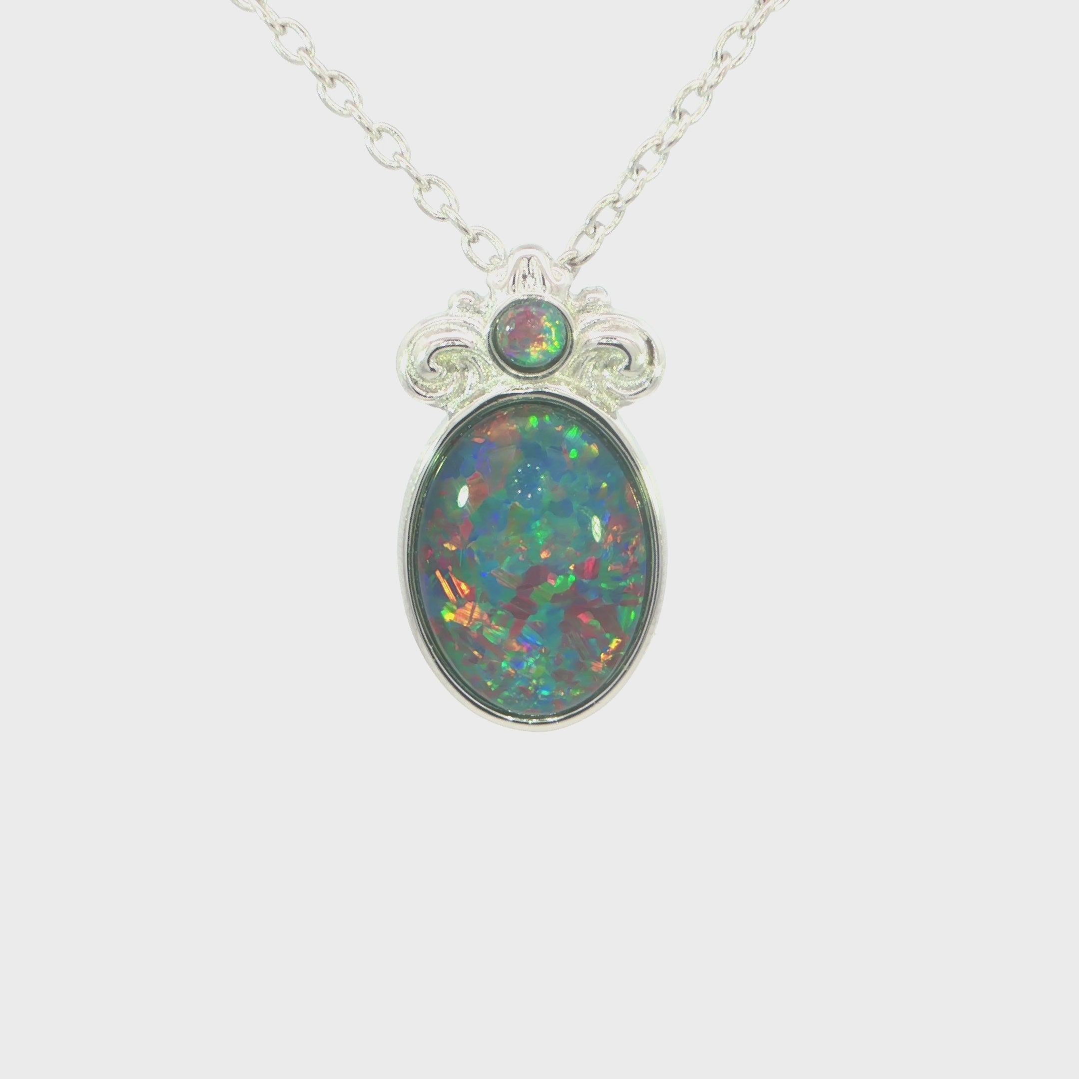 Triplet Opal Brooch set in Sterling Silver - Multicolour