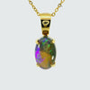 Black Opal Pendant in 18K Yellow Gold - Green-Blue