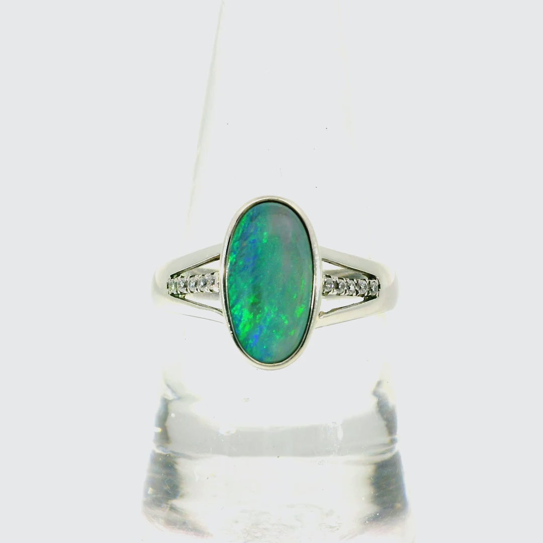Doublet Opal Ring in 925 Sterling Silver - Multicolour