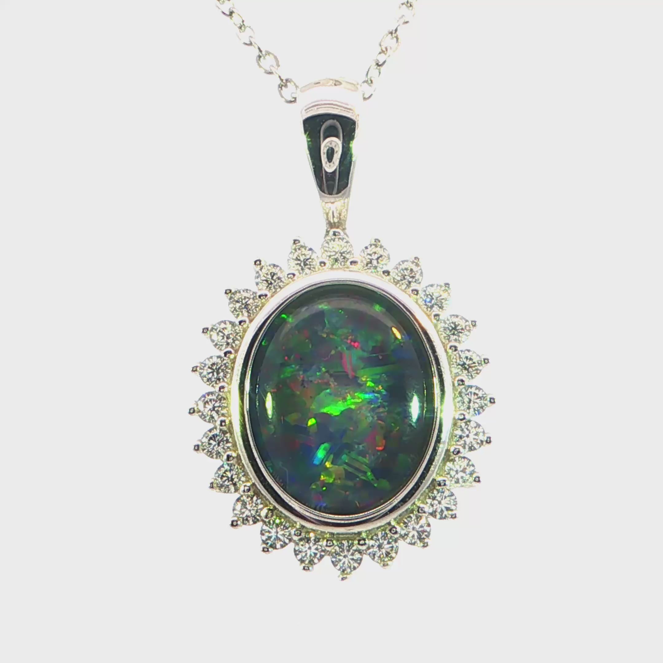 Triplet Opal Pendant in 925 Sterling Silver - Multicolour