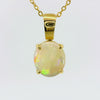 Light Opal Pendant In 18k Yellow Gold - Multicolour