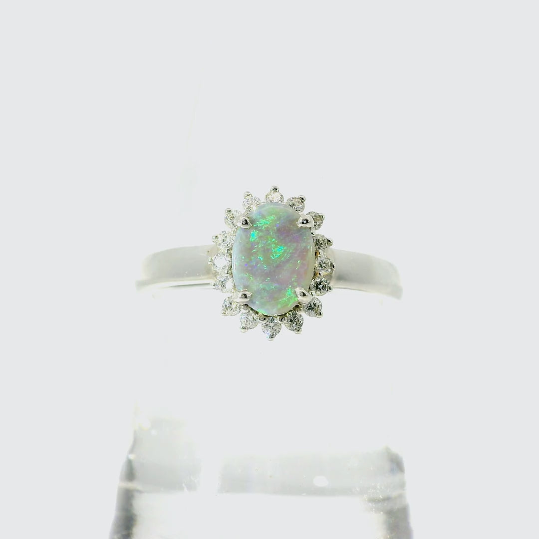 Dark Opal Ring In 925 Sterling Silver - Green-Blue