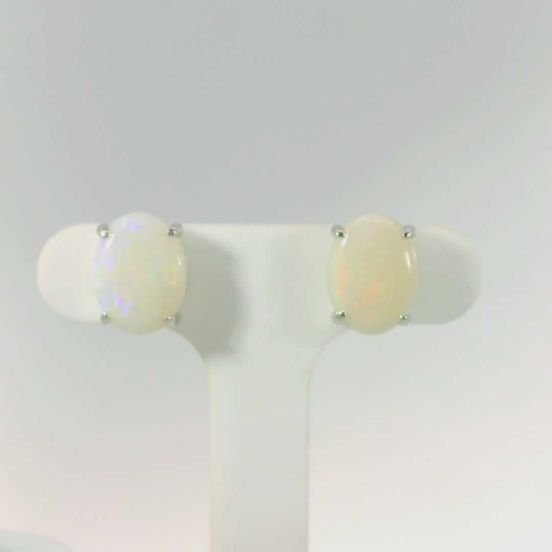 Light Opal Earrings in 925 Sterling Silver - Multicolour