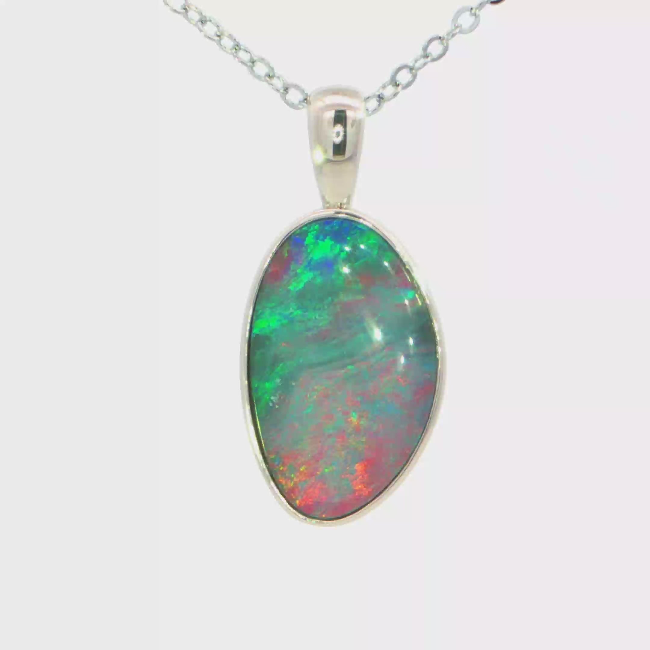 Australian Doublet Opal Pendant set in 925 Sterling Silver - Multicolour