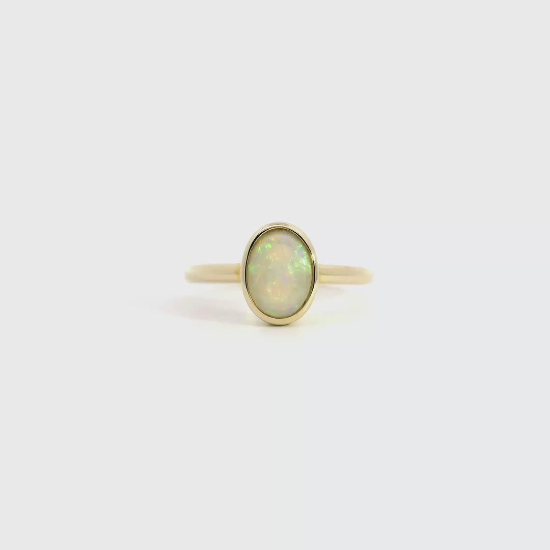 Dark Opal Ring in 14K Yellow Gold - Multicolour
