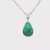 Australian Doublet Opal Set in 925 Sterling Silver - Green-Blue