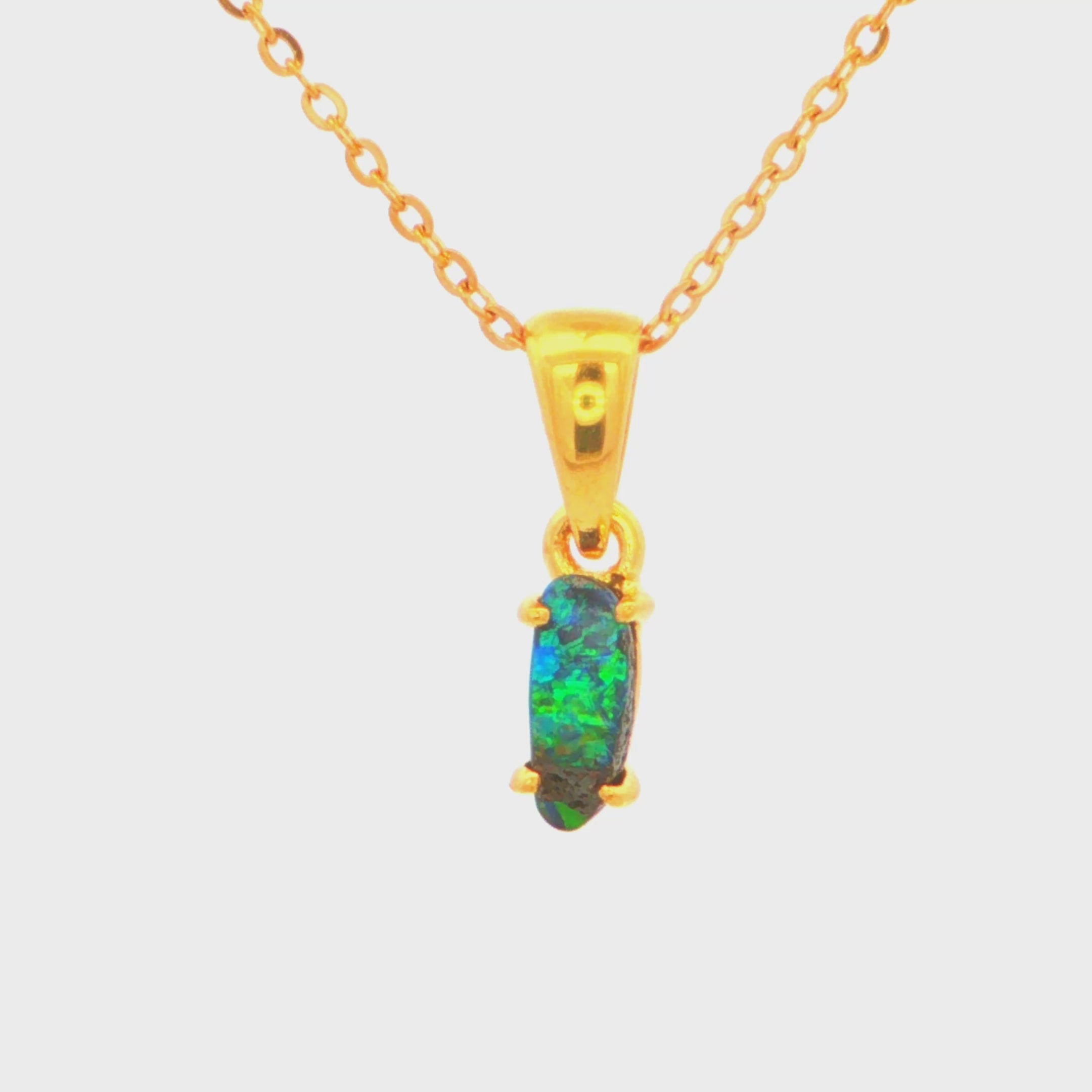 Boulder Opal Pendant set in Gold Plated Sterling Silver