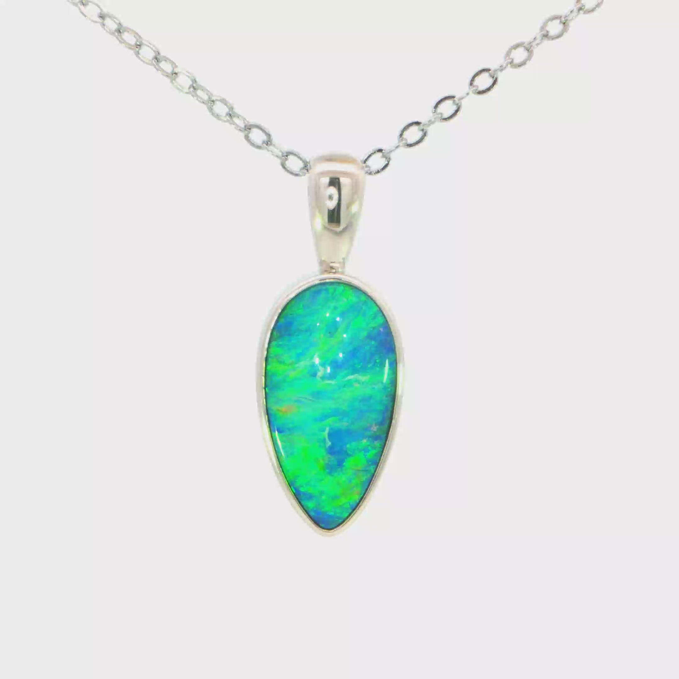 Australian Doublet Opal Pendant set in 925 Sterling Silver - Multicolour