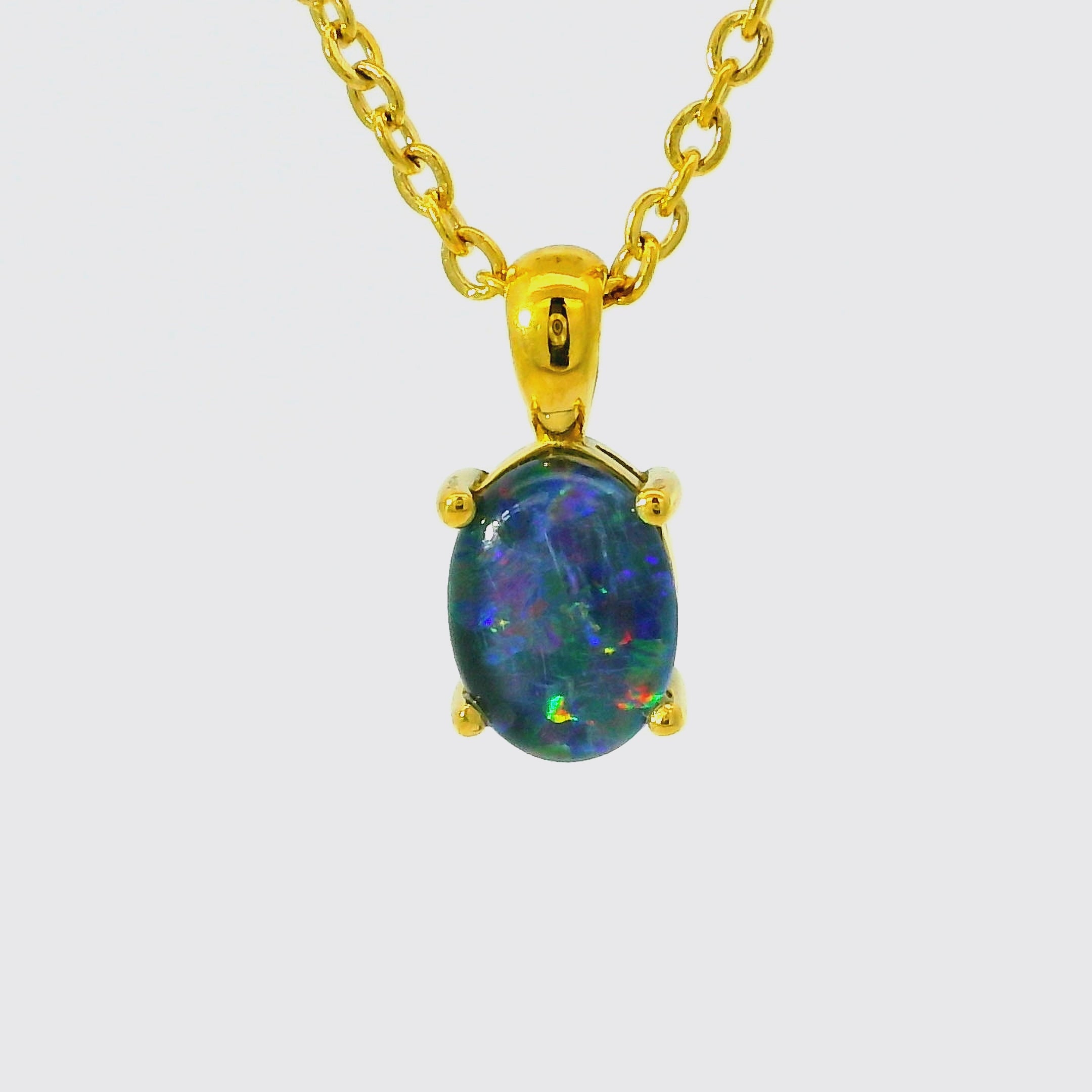 Triplet Opal Pendant set in Gold Plated Stainless Steel