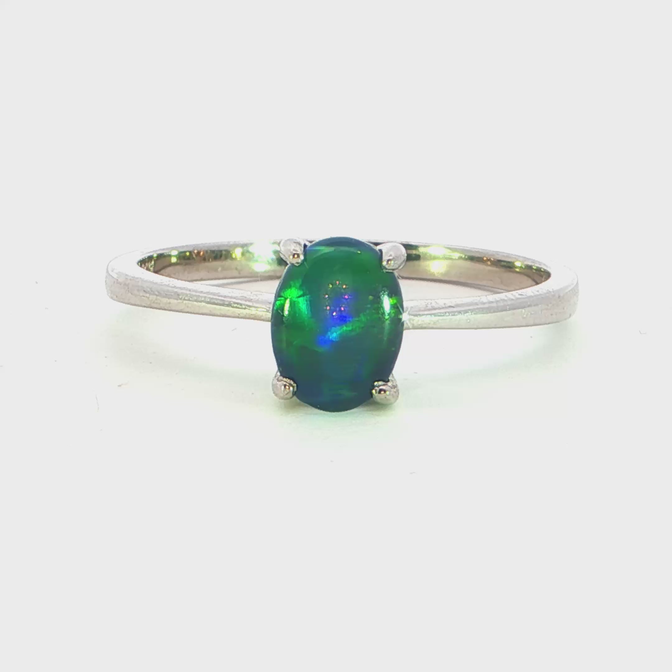 Triplet Opal Ring in 925 Sterling Silver - Green and Blue