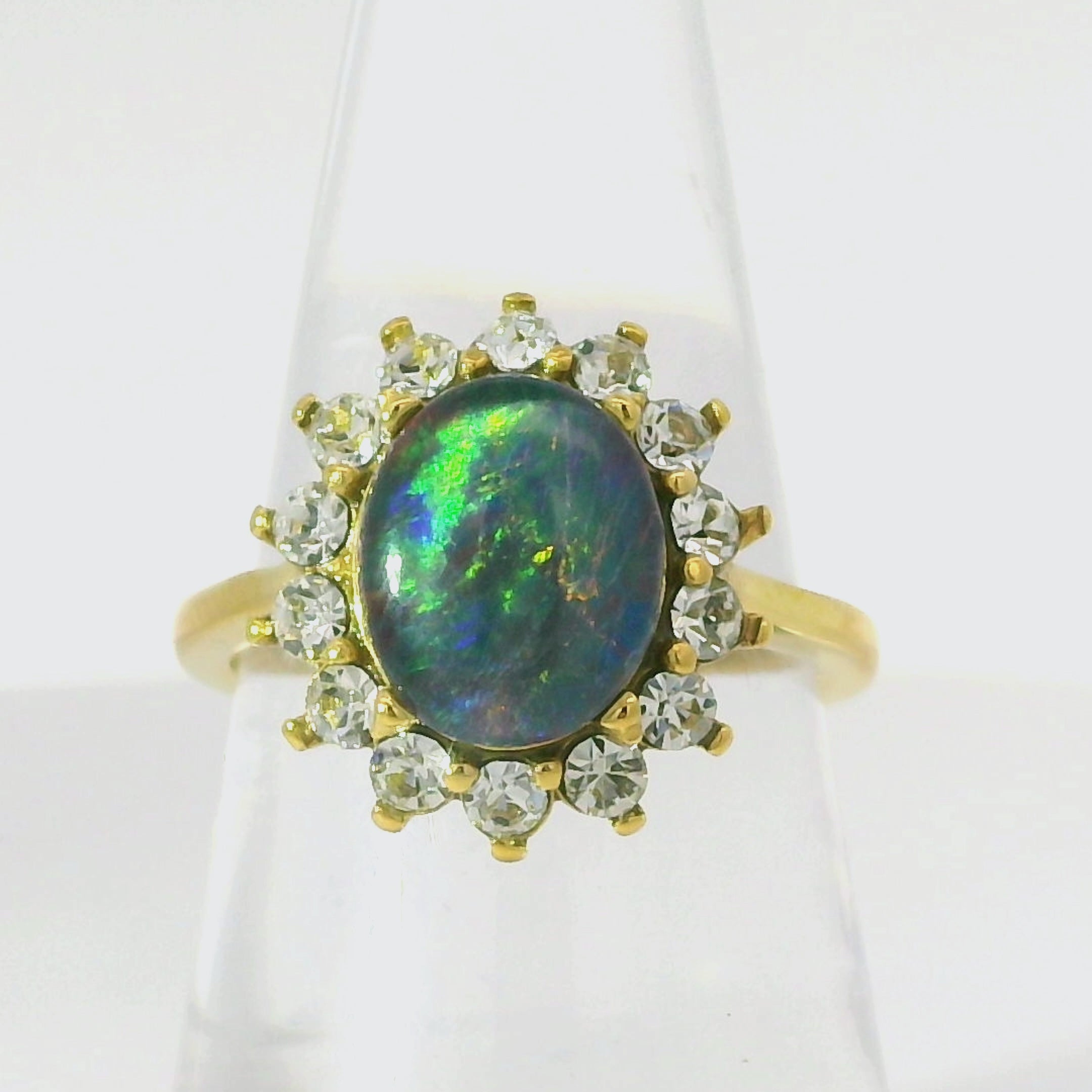 Triplet Opal Ring set in Gold Plated Stainless Steel - Mutlticolour
