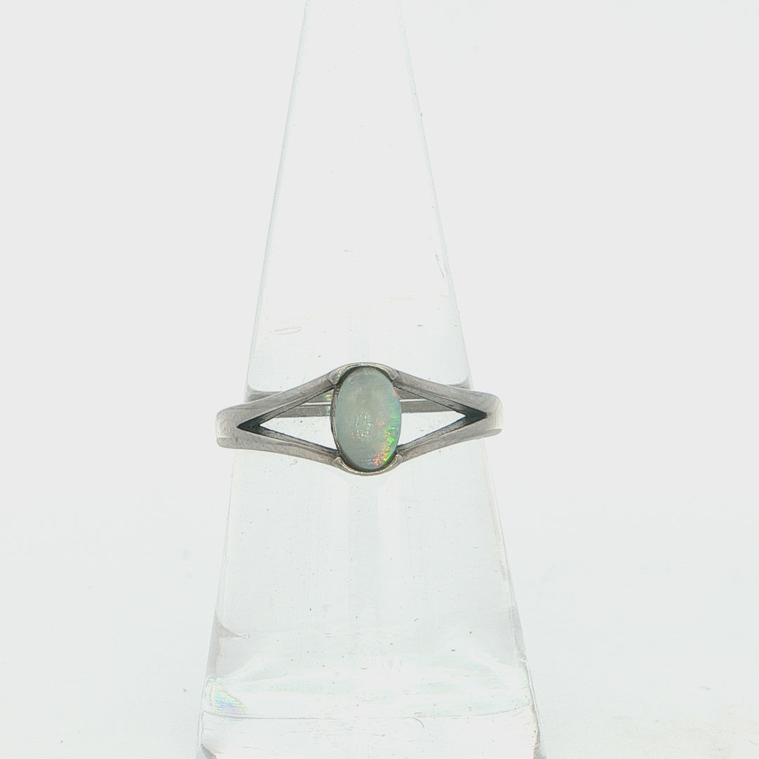 Video of a Light Opal Ring in Stainless Steel - Multicolour - Australian Opal Cutters and Pearl Divers