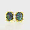 Triplet Opal Earrings in Gold Plated Stainless Steel - Multicolour