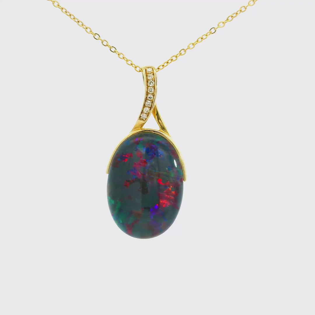 Triplet Opal Pendant in 14K Yellow Gold - Multicolour