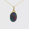 Triplet Opal Pendant in 14K Yellow Gold - Multicolour