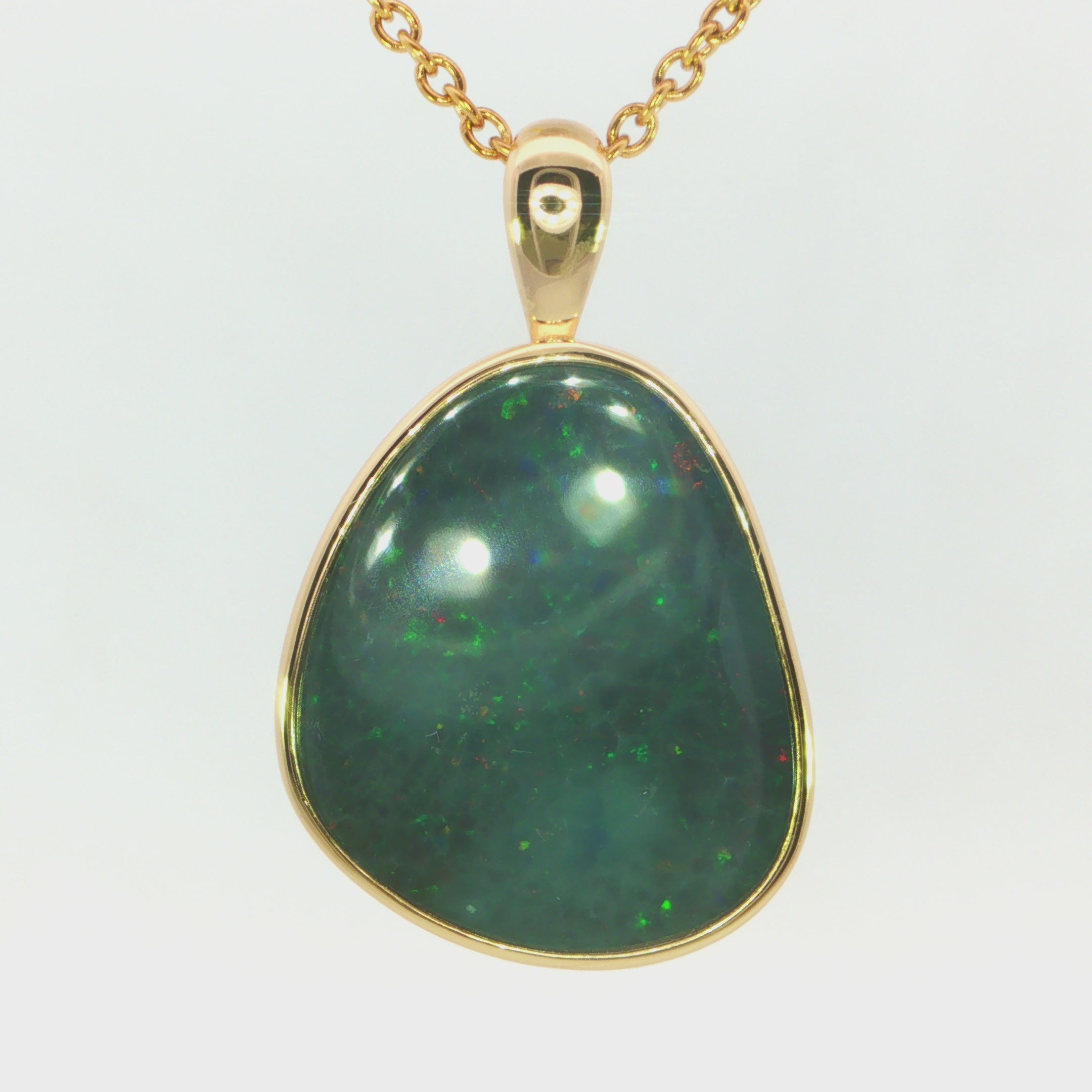 Australian Opal Doublet Pendant in Gold Plated 925 Sterling Silver - Green-Red