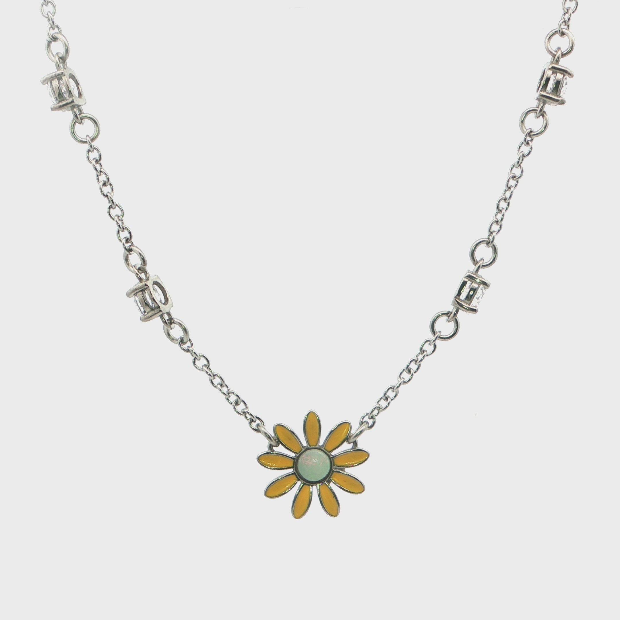 Light Opal Daisy Bracelet set in Stainless Steel