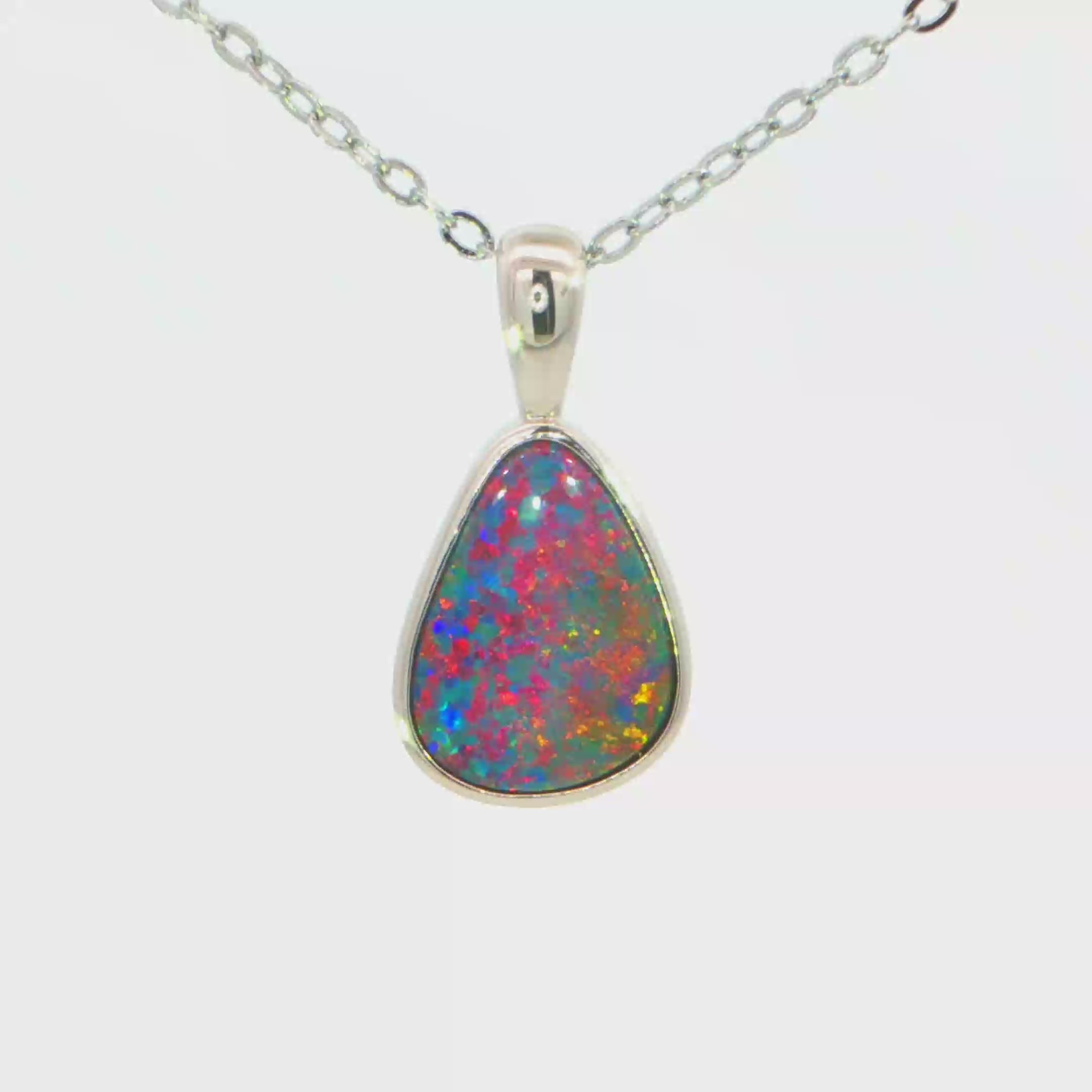 Australian Doublet Opal Pendant set in 925 Sterling Silver - Multicolour