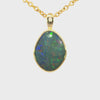 Australian Doublet Opal Pendant set in Gold Plated Sterling Silver - Multicolour