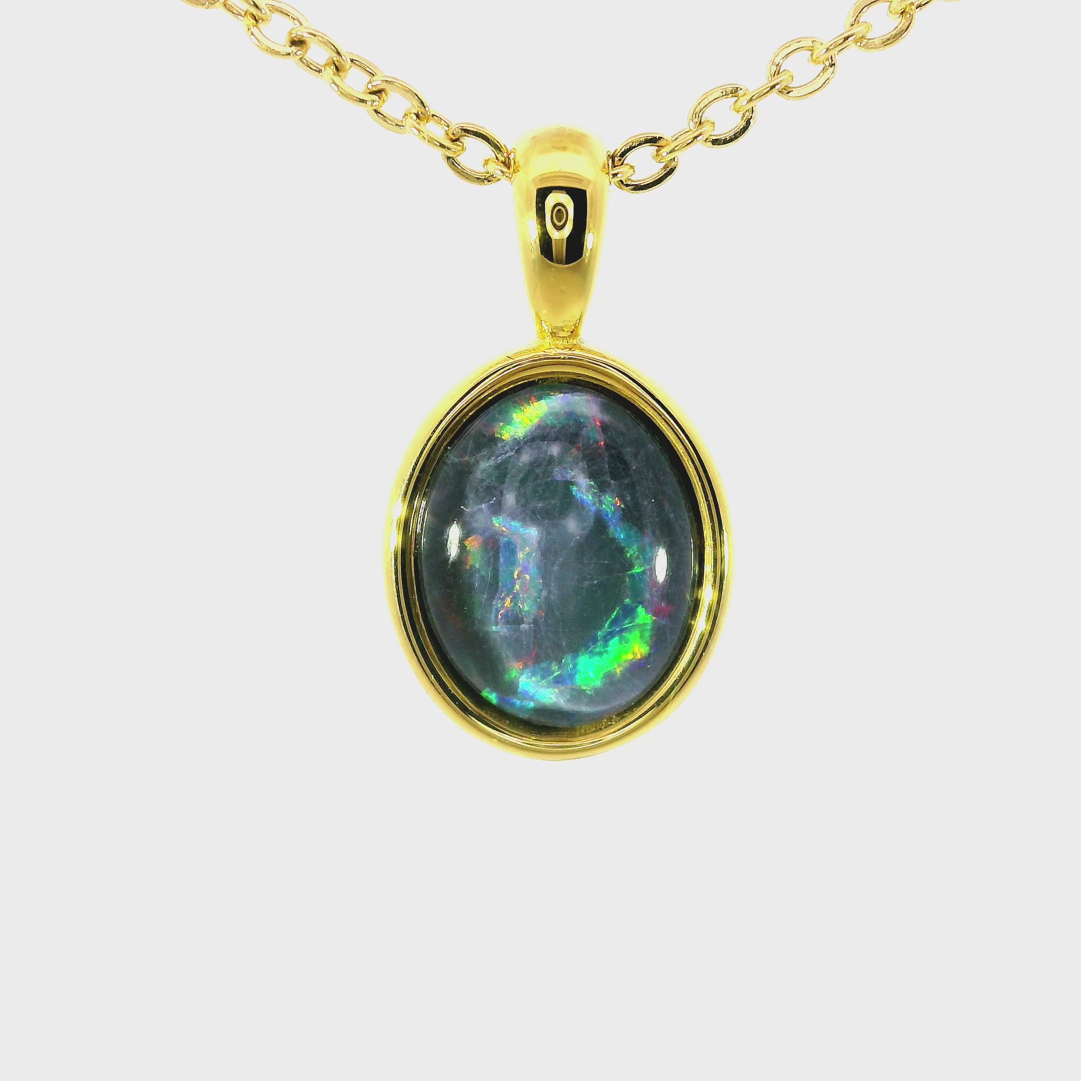 Triplet Opal Pendant set in Stainless Steel Gold Plated