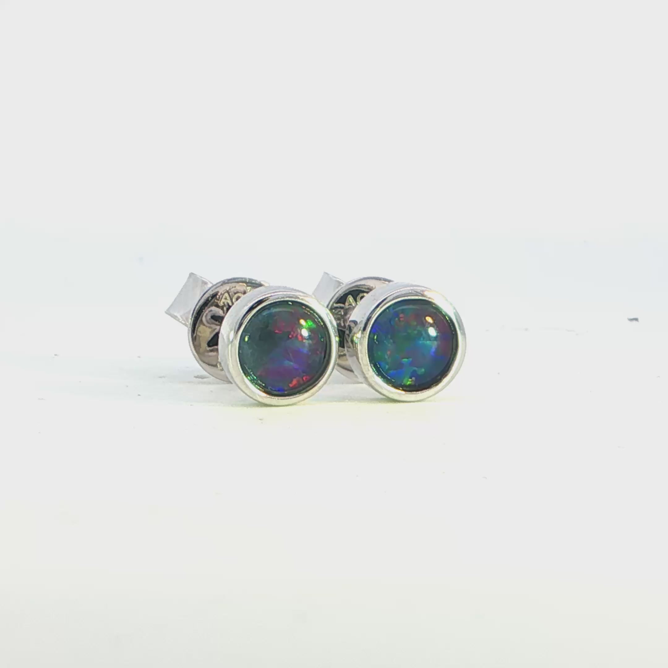 Australian Triplet Opal Earring set in 925 Sterling Silver