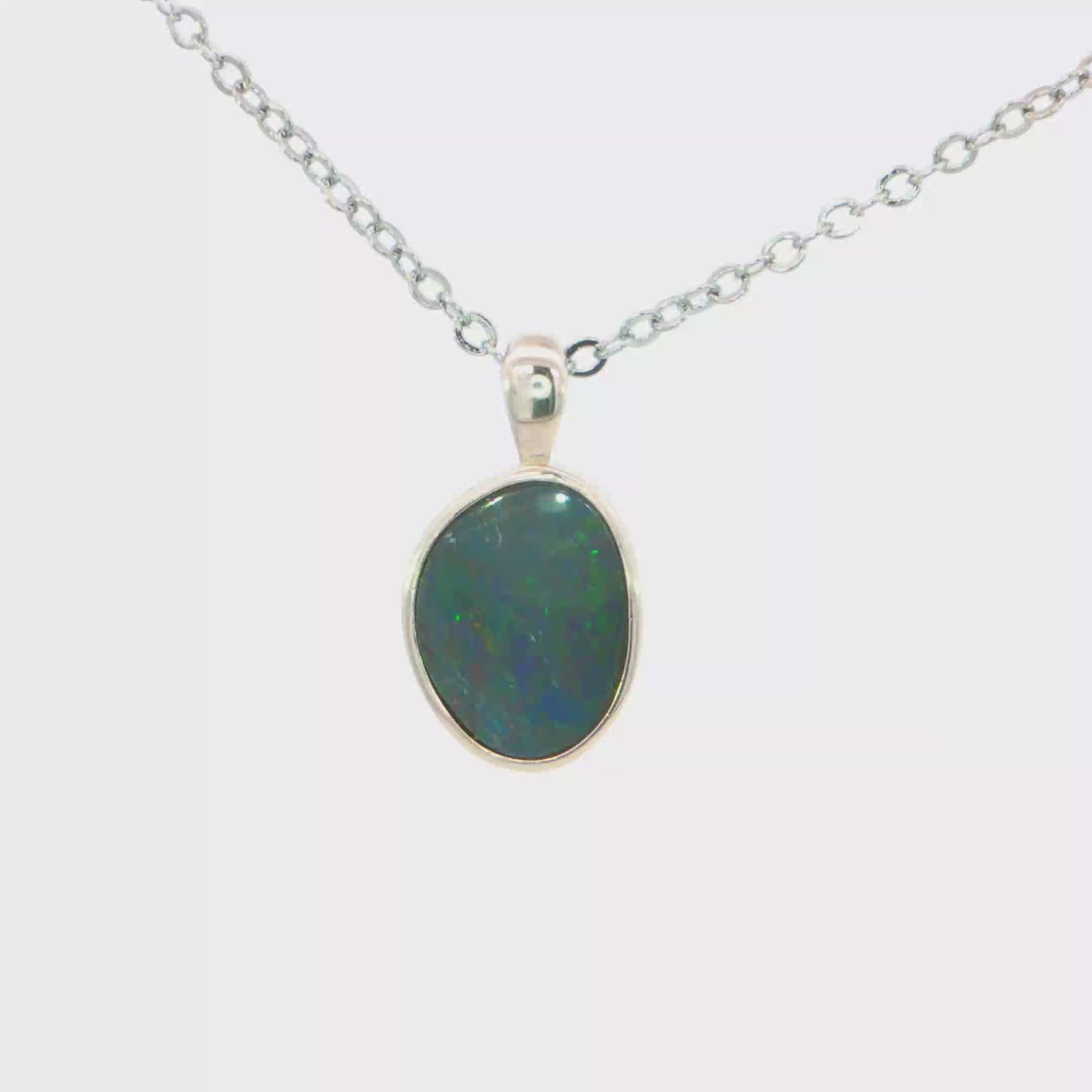 Australian Doublet Opal Pendant set in 925 Sterling Silver - Multicolour