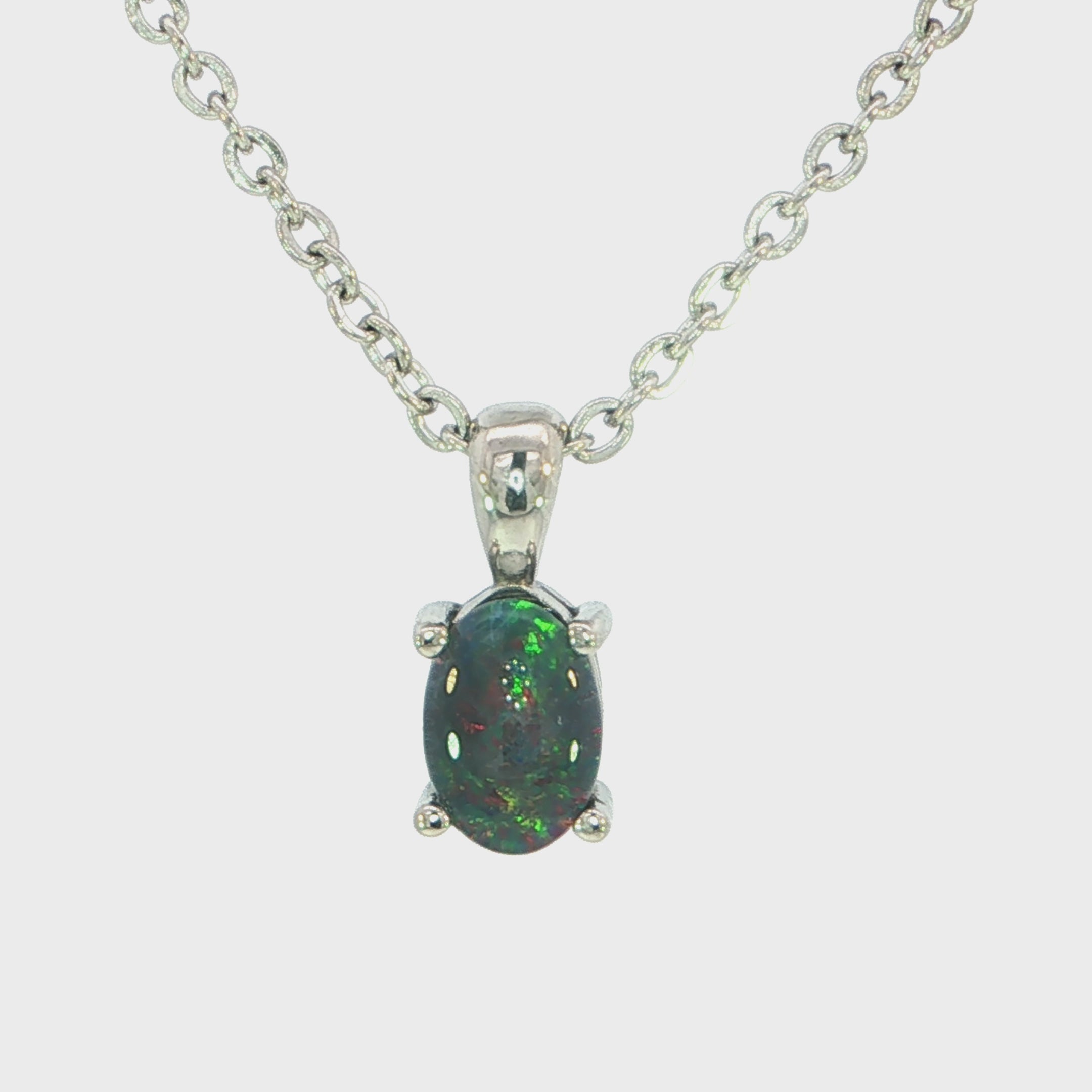 Triplet Opal Pendant set in Stainless Steel - Multicolour