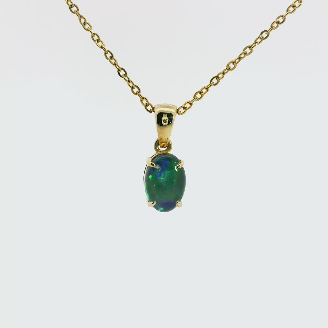 Triplet Opal Pendant in 9K Yellow Gold - Green-Blue