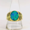 Doublet Opal Men's Ring in 14K Yellow Gold - Green-Blue