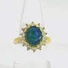 Triplet Opal Ring set in Gold Plated Stainless Steel - Blue-Green