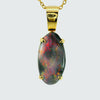 Black Opal Pendant in 18K Yellow Gold - Multicolour