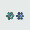 Triplet Opal Earrings in 925 Sterling Silver - Green-Blue