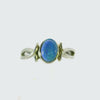 Black Opal Ring in Stainless Steel - Green-Blue