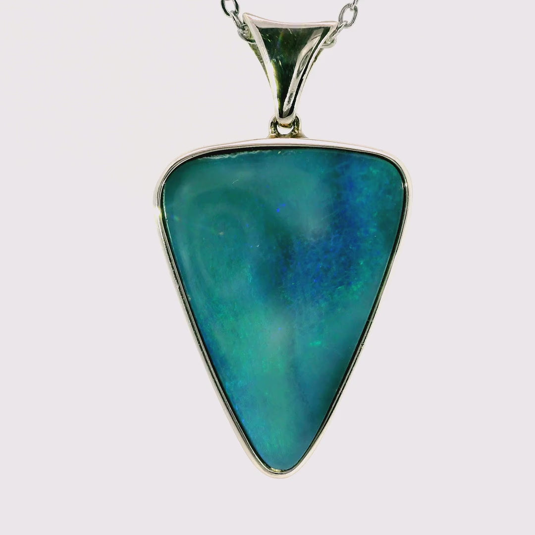 Doublet Opal Pendant in 925 Sterling Silver - Green-Blue