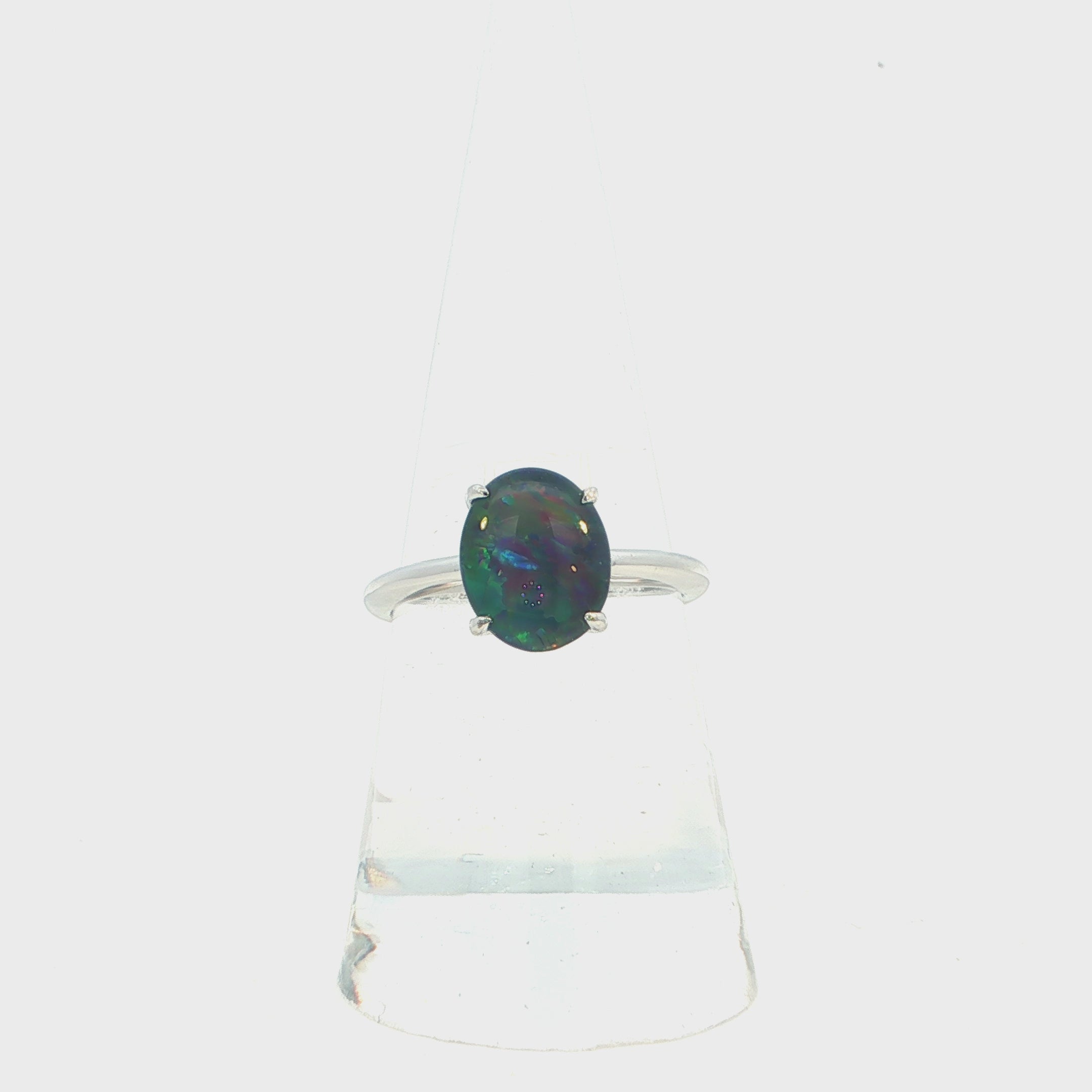 Triplet Opal Ring in 925 Sterling Silver - Multicolour