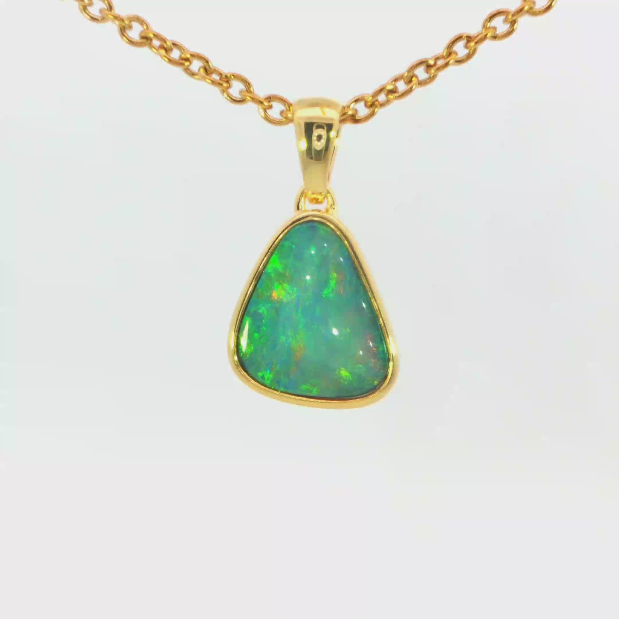 Australian Doublet Opal Pendant set in Gold Plated Sterling Silver - Multicolour